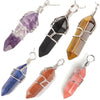 Mix Crystal Quartz Tiger Eye Onyx Lapis Lazuli Amethyst Opal Hexagonal Faceted Bead Twining Iron Wire Pendant 1PCS - Image 1