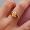 Stainless Steel Gold Plated Engraving Wildflower Tea Leaf Lavender Sunflower Signet Rings For Women - Image 21