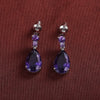Cubic Zirconia Water Drop Charm Women Drop Earring Wedding Band Jewelry White/Purple Earrings - Image 16