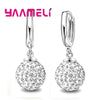 Silver Earrings Austrian Crystal Pave Disco Ball Hoop Lever Back Huggie Women Girls Jewelry - Image 10