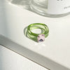 Simple Inlaid Colorful Zircon Resin Ring Women Sweet Cute Birthday Party Commemorative Jewelry Gift - Image 4