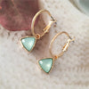 Korea Women Cat's Eye Triangle Stone Pendant Hoop Earrings Small Simple Temperament Female Wedding Jewelry - Image 3