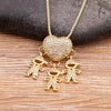 Family Pendant Necklace with Child Figure Combinations and Stone Accents - Image 11