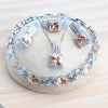 Bridal Silver Jewelry Sets Blue Zirconia Ladies Costume Pendant Wedding Necklace Set For Women Stone Earrings Bracelets Ring - Image 7