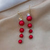 Christmas Red Dangle Earrings For Women Rhinestone Snowflake Pearl Earring Christmas Party Festival Year Jewelry - Image 5