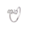 Buyee Silver Female Ring Finger White Zircon A-Z Letter Open Ring for Women Party Jewelry Circle - Image 9