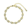 Gold Color European Women Jewelry Micro Pave CZ Oval Beaded Link Chain Bracelet - Image 5