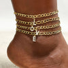 Crystal A-Z Letter Initial Anklets Bracelet for Women,Cuban Link Anklet Stainless Steel Beach Leg Foot Chains - Image 1
