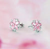 Silver Snowflake Pink Quartz Earrings for Women Silver Jewelry Cute Stud Earring Engagement Party Jewellery - Image 4