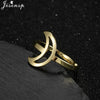 Stainless Steel Rings for Women Vintage Geometric Round Opening Adjustable Ring Stackable Midi Ringen Jewelry - Image 15