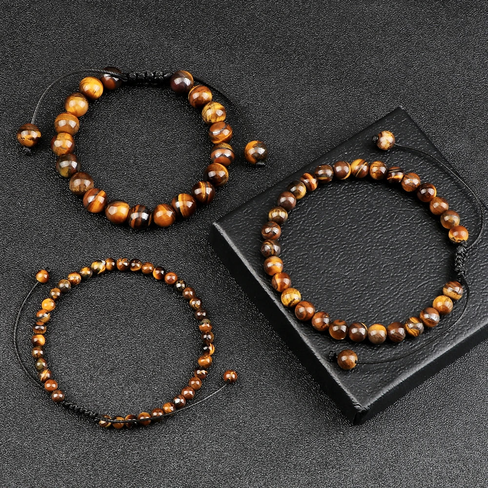 Braided Stone Bead Bracelet with Multiple Bead Sizes - Image 1