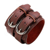 Leather Wide Cuff Bangles Punk Vintage Three Layers Wide Black Brown Men Jewelry Bracelets - Image 25