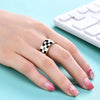 Classic Enamel Black White Checkerboard Grid Y2K Jewelry Chunky Rings For Women Stainless Steel Gemetric Dome Rings Accessories - Image 3