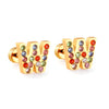 Stainless Steel Initials Letters A-Z Stud Earrings For Women Girls Gold Color Cubic Zirconia Small Mini Earrings Gifts - Image 28