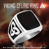 Punk Titanium Steel Ring for Men Jewelry Flat Black Stone Valknut Signet Ring Odin Symbol Norse Viking Biker Ring BR8-037 - Image 1