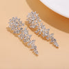 Crystal Long Bridal Clip on Earrings Without Piercing for Women Wedding Party Engagement No Hole Ear Clips - Image 1