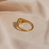 Textured Hollow Ring with Pearl in Gold-Tone Stainless Steel - Image 6