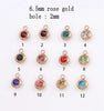 60 piece/lot Stainless Steel Crystal Pendant steel Gold Color 12 Birthstone Charm Round 6mm 6.5mm Rhinestones Charms - Image 31