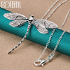 Doteffil Silver 40-75cm Chain Big Dragonfly Pendant Necklace For Women Wedding Engagement Party Jewelry - Image 1