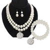 Handmade Greek Sorority Double Deck Pearl Necklace Bracelet Letter Fittings Pendant Jewellery Set
