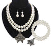 Handmade Greek Sorority Double Deck Pearl Necklace Bracelet Letter Fittings Pendant Jewellery Set