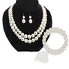Handmade Greek Sorority Double Deck Pearl Necklace Bracelet Letter Fittings Pendant Jewellery Set