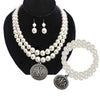 Handmade Greek Sorority Double Deck Pearl Necklace Bracelet Letter Fittings Pendant Jewellery Set