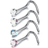 Surgical Steel Nose Stud Set 4 Pieces 20G in L Shape Screw and Bone - Image 28