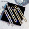 Silver Needle Long Dangle Drop Earrings for Women Jewelry Statement Shining Rectangular Punk Rock Female Earrings - Image 1