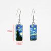 Sun and Moon Rectangular Earring Day and Night Art Fish Hook Earrings Glass Cabochon Handmade Jewelry - Image 5