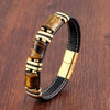 Tiger Eye Bead Bracelet with Stainless Steel Details in Multiple Colors - Image 13
