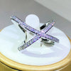 Silver X V Letter Rings Full Cubic Zirconia Women Girl Elegant Finger Ring - Image 2