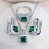Women Silver Bridal Jewelry Sets Zircon Costume Jewellery Wedding Party Rings Bracelets Pendant Earrings Necklace - Image 7