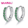 Earrings for Women Girls Simple Crystal Loop Hoop Silver Stamped Jewelry Wedding Engagement Accessory - Image 8