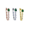 Green Tear Drop Cubic Zirconia CZ Station Link Tassel Chain Women Dangle Earring - Image 5