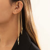 1PC Imitation Pearl Sequins Long Tassel Earrings Kpop Arc Ear Hanging Fake Cartilage Clip Earrings Jewelry Accessory - Image 4