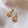 Rhinestone Geometric Dangle Earrings Gold Color Metal Moon Cat Shape Elegant Party Jewelry For Women - Image 6