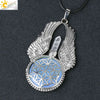 Csja Amethysts Stone Pendant Women Angel Wings Necklaces Flower of Life Necklace Wrapped Crystal Angel Caller - Image 20