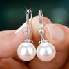 Elegant Round Imitation Pearl Dangle Earrings Dazzling CZ Women Engagement Wedding Graceful Accessories Earrings - Image 1