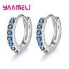 Earrings for Women Girls Simple Crystal Loop Hoop Silver Stamped Jewelry Wedding Engagement Accessory - Image 5