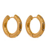 Stainless Steel Round Star CZ Hoop Earrings Cubic Zirconia Golden Huggie Texture Jewelry Gift - Image 7