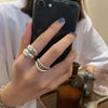 Ventfille Silver Thick Simple Wave Light-shaped Double-layer Rings Couple Ring Female Gift - Image 3
