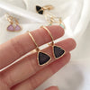Korea Women Cat's Eye Triangle Stone Pendant Hoop Earrings Small Simple Temperament Female Wedding Jewelry - Image 2
