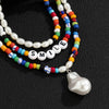 Boho Asymmetry Colorful Beads With White Imitation Pearl Choker Necklaces for Men Summer Rainbow Letter Necklace Jewelry - Image 5