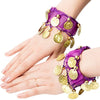 1 Pair Belly Dance Wrist Ankle Cuffs Bracelet Chiffon Gold Coin Costume Accessory Valentine's Day Gift Jewelry Women Girl - Image 4