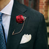 Ribbon Rose Flower Golden Leaf Brooch Pin for Men Women Silk Buttonhole Groomsmen Party Prom Suit Accessories - Image 2