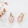 Hot Pink Zircon Water Drop Earrings For Women Rose Gold Color Bride Daily Jewelry - Image 5