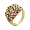Wide Dome Pave CZ Statement Ring Gold Silver Plated Brass Multi-color Crystal Open Adjustable for Women Jewelry - Image 14