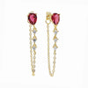 tear drop cz tassel chain earring colorful birthstone cubic zirconia Gold color multi color stone jewelry - Image 7