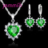 Wding Engagement Anniversary Gift Jewelry Sets Silver Color Stamped Heart Pendant Hoop Earrings for Women Girls - Image 5